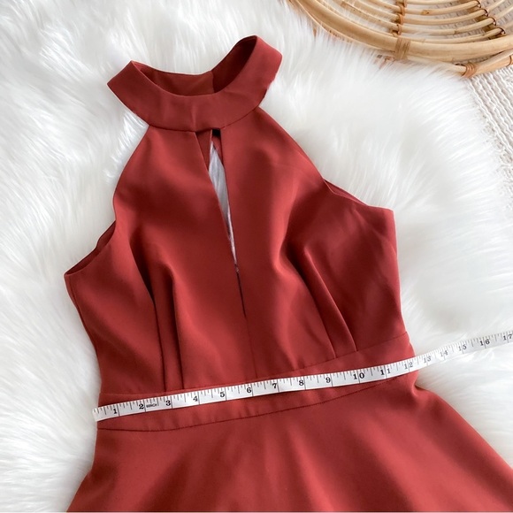 C/MEO Collective Witness Mini Dress in Marsala Red Halter Neck Cutout Sleeves XS - Picture 14 of 16